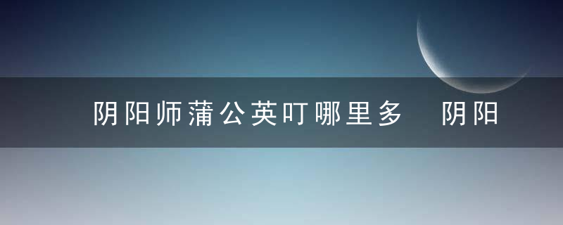 阴阳师蒲公英叮哪里多 阴阳师的简介